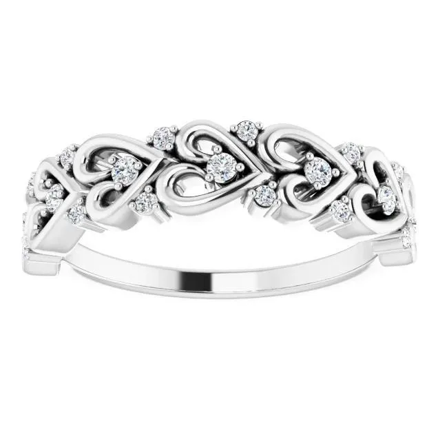Fire Brilliance Rings Juliette Round Diamond or Moissanite 12 Eternity Heart Design Wedding Anniversary Band