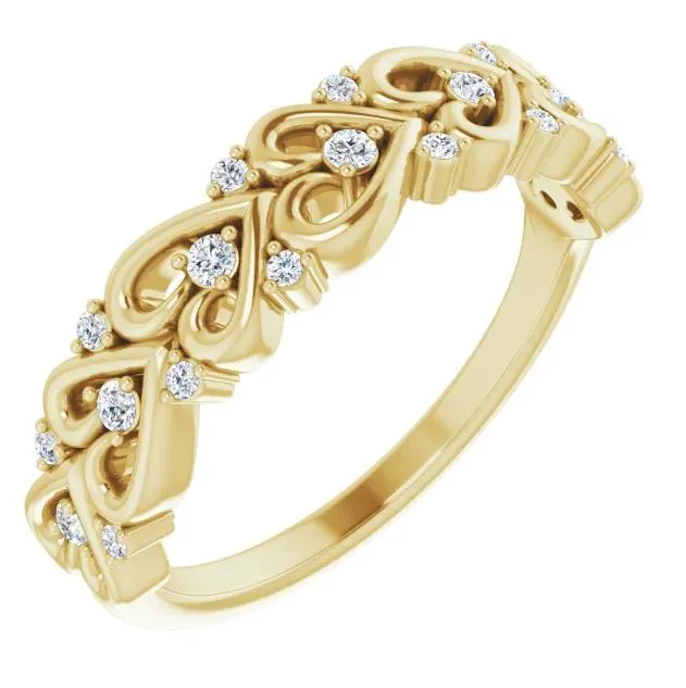 Fire Brilliance Rings Juliette Round Diamond or Moissanite 12 Eternity Heart Design Wedding Anniversary Band