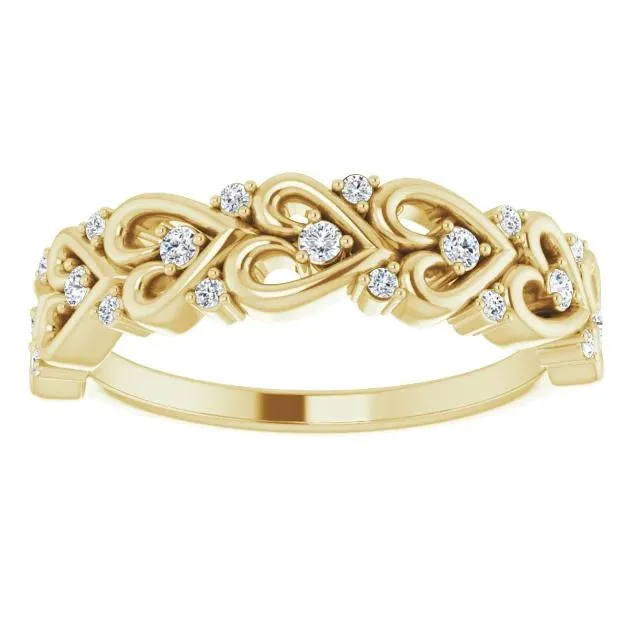 Fire Brilliance Rings Juliette Round Diamond or Moissanite 12 Eternity Heart Design Wedding Anniversary Band