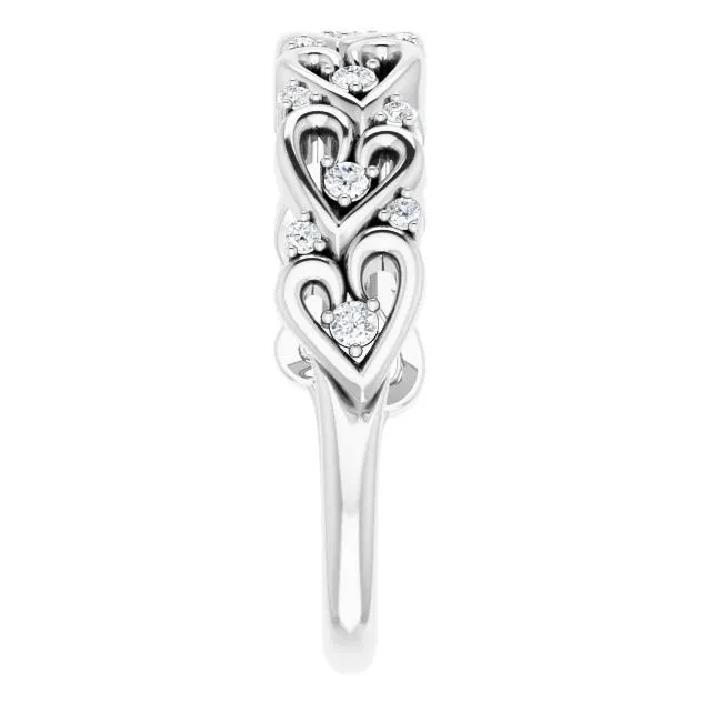 Fire Brilliance Rings Juliette Round Diamond or Moissanite 12 Eternity Heart Design Wedding Anniversary Band