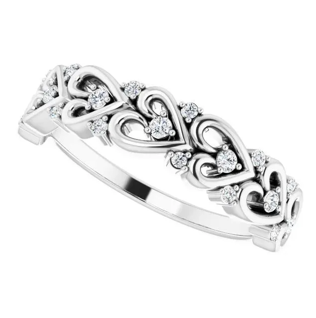 Fire Brilliance Rings Juliette Round Diamond or Moissanite 12 Eternity Heart Design Wedding Anniversary Band