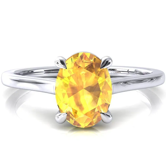 Fire Brilliance Rings Lizzy Oval Yellow Sapphire 4 Claw Prong Cathedral Engagement Ring Fire Brilliance Rings Lizzy Oval Yellow Sapphire 4 Claw Prong Cathedral Engagement Ring