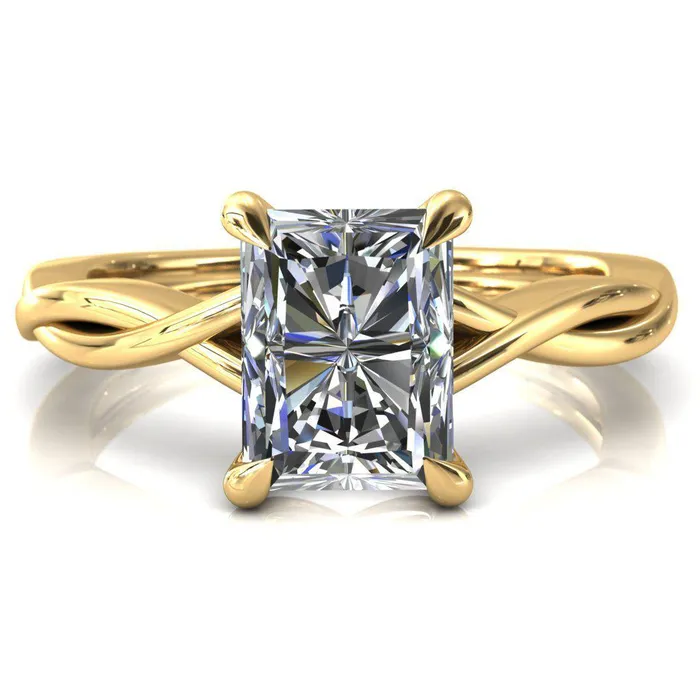 Fire Brilliance Rings Lucia Radiant Moissanite 4 Claw Prong 12 Infinity Solitaire Ring Engagement Ring