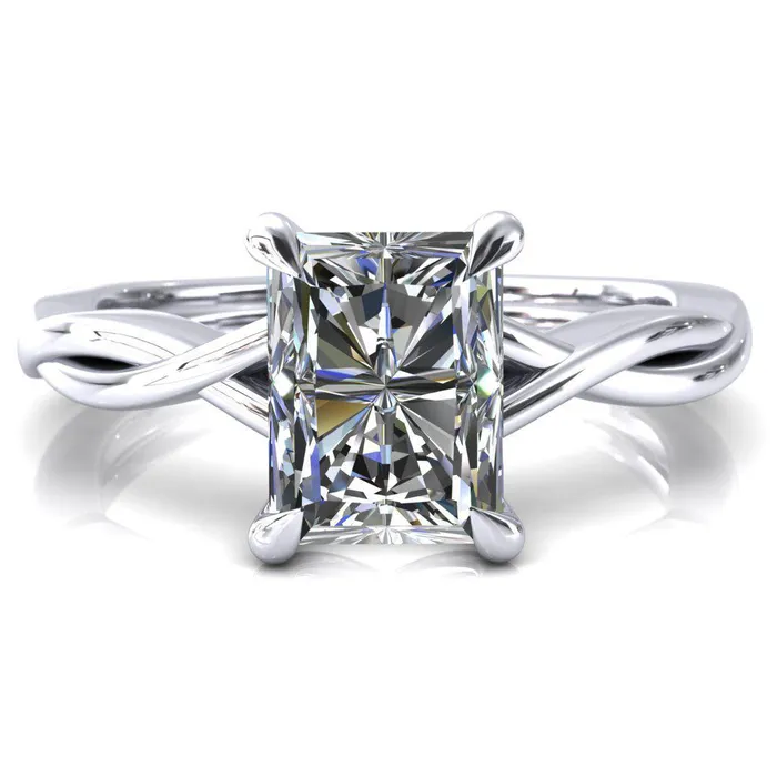 Fire Brilliance Rings Lucia Radiant Moissanite 4 Claw Prong 12 Infinity Solitaire Ring Engagement Ring
