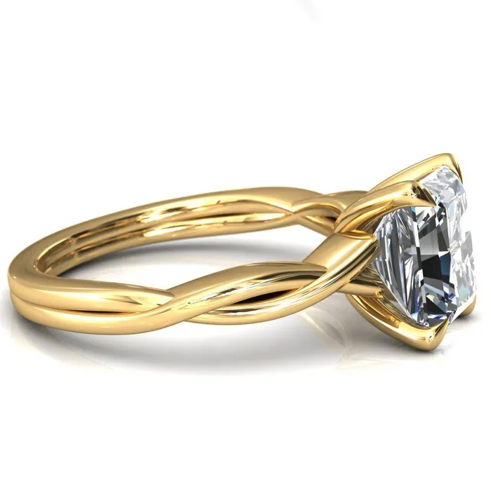 Fire Brilliance Rings Lucia Radiant Moissanite 4 Claw Prong 12 Infinity Solitaire Ring Engagement Ring