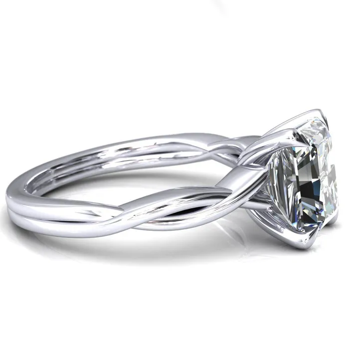 Fire Brilliance Rings Lucia Radiant Moissanite 4 Claw Prong 12 Infinity Solitaire Ring Engagement Ring