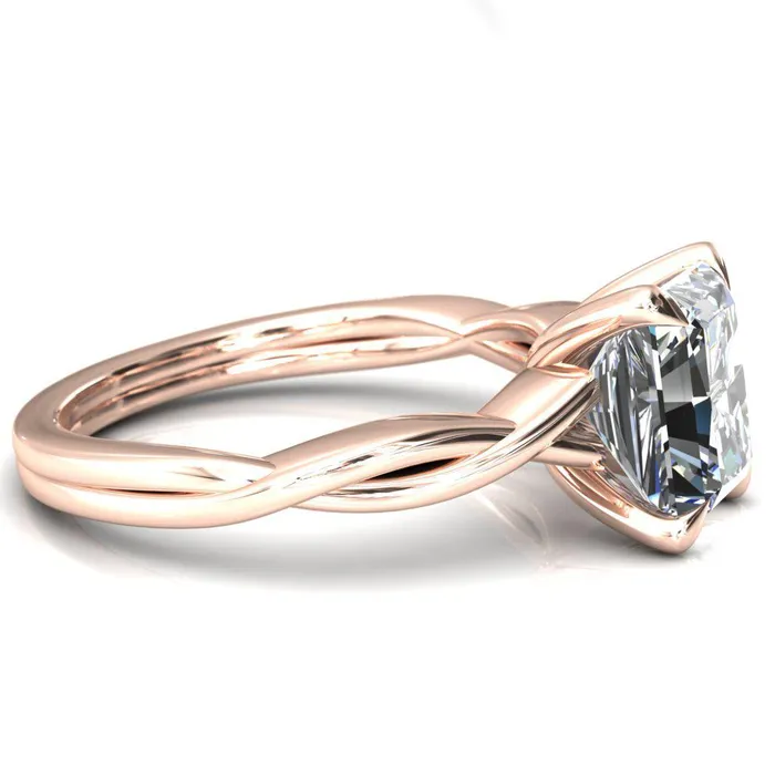 Fire Brilliance Rings Lucia Radiant Moissanite 4 Claw Prong 12 Infinity Solitaire Ring Engagement Ring