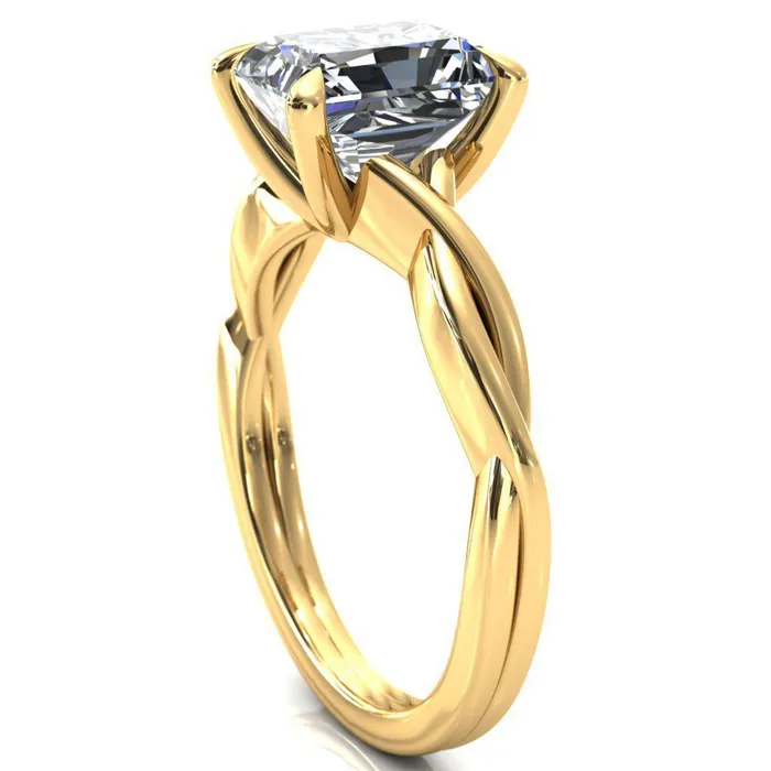 Fire Brilliance Rings Lucia Radiant Moissanite 4 Claw Prong 12 Infinity Solitaire Ring Engagement Ring