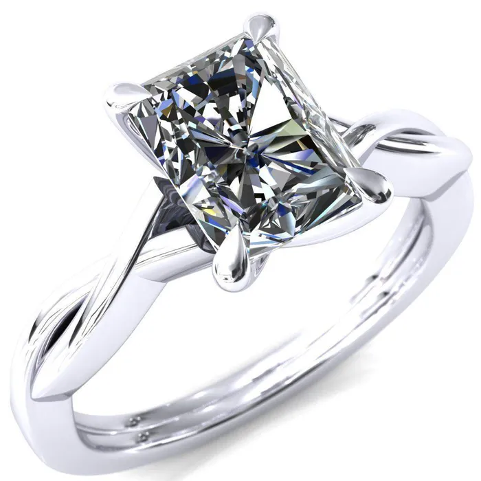 Fire Brilliance Rings Lucia Radiant Moissanite 4 Claw Prong 12 Infinity Solitaire Ring Engagement Ring
