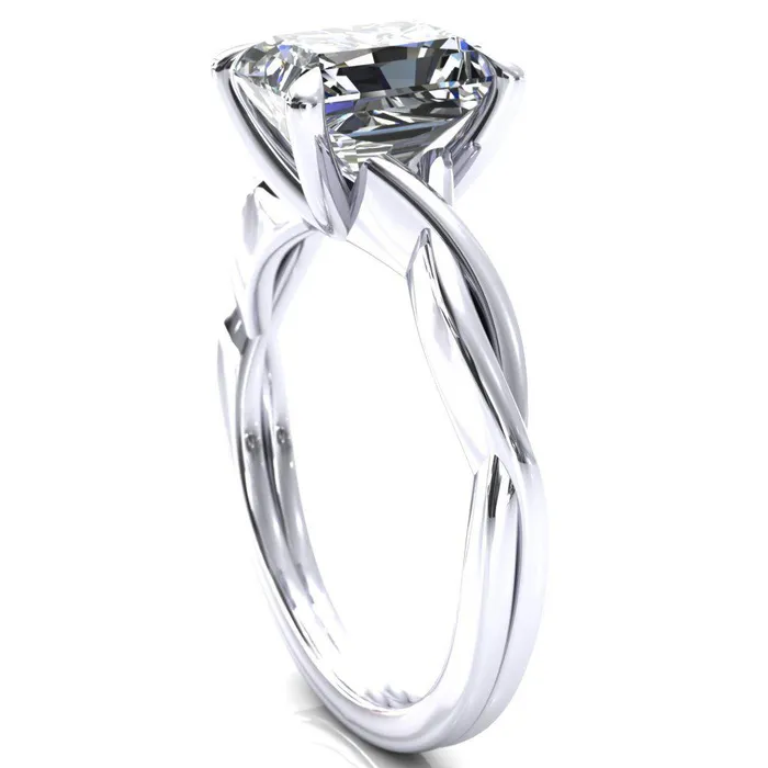 Fire Brilliance Rings Lucia Radiant Moissanite 4 Claw Prong 12 Infinity Solitaire Ring Engagement Ring