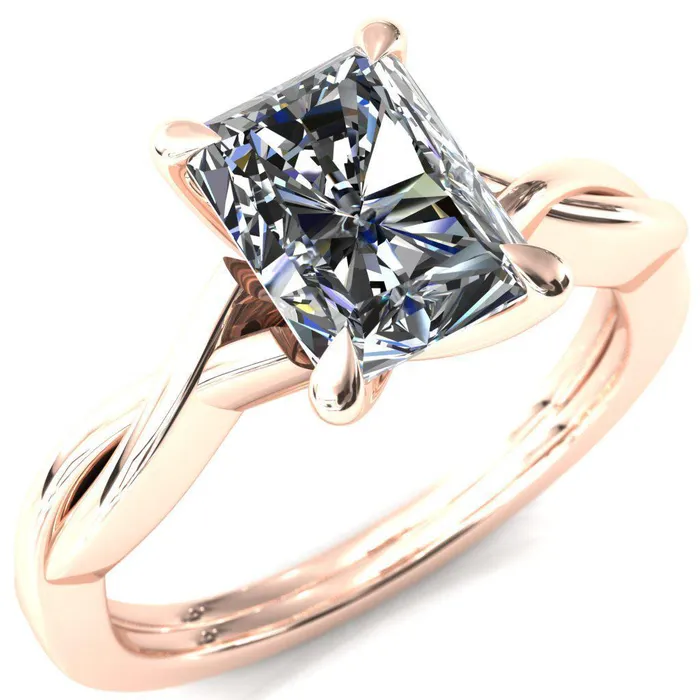 Fire Brilliance Rings Lucia Radiant Moissanite 4 Claw Prong 12 Infinity Solitaire Ring Engagement Ring