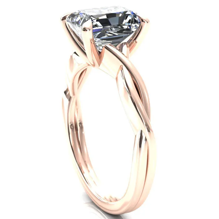 Fire Brilliance Rings Lucia Radiant Moissanite 4 Claw Prong 12 Infinity Solitaire Ring Engagement Ring