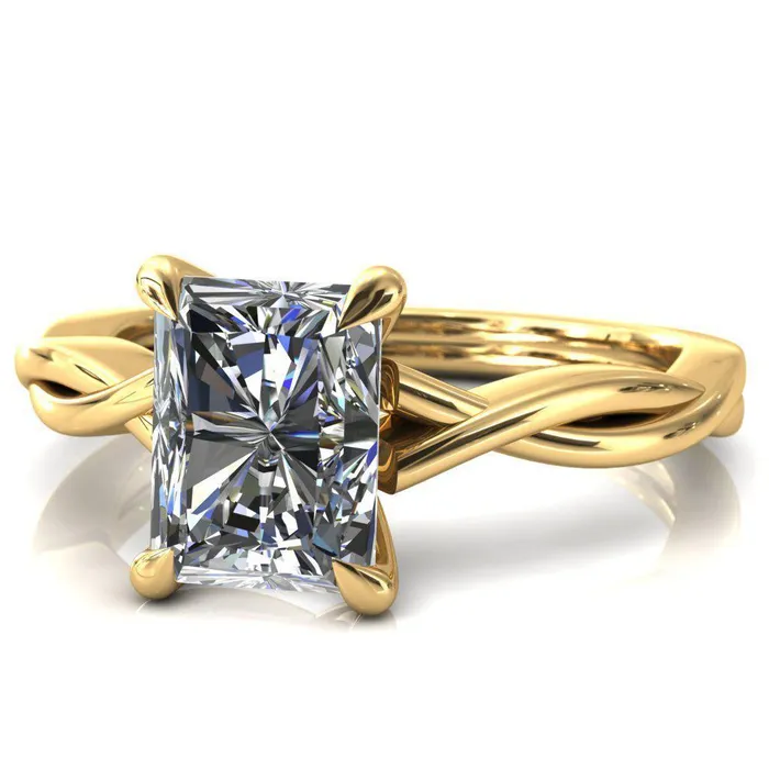 Fire Brilliance Rings Lucia Radiant Moissanite 4 Claw Prong 12 Infinity Solitaire Ring Engagement Ring