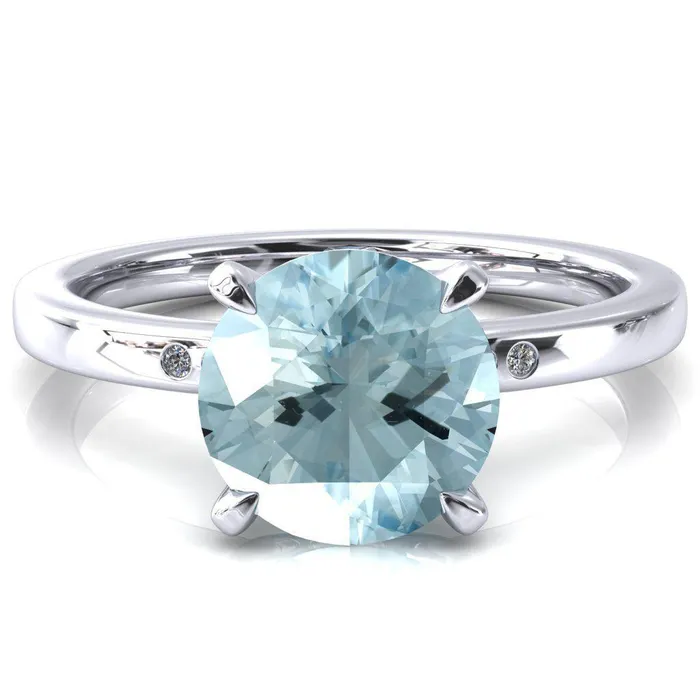 Fire Brilliance Rings Maise Round Aqua Blue Spinel 4 Prong Diamond Accent Engagement Ring Fire Brilliance Rings Maise Round Aqua Blue Spinel 4 Prong Diamond Accent Engagement Ring