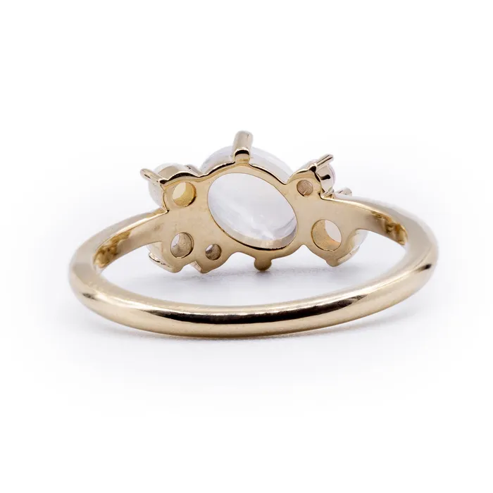 Fire Brilliance Rings Natural Opal Moonstone Quartz MultiStone Ring