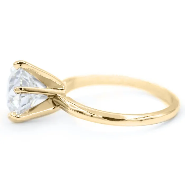 Fire Brilliance Rings Old European Cut OEC Round Moissanite 14K or 18K Yellow Gold 6 Prongs Solitaire Ring