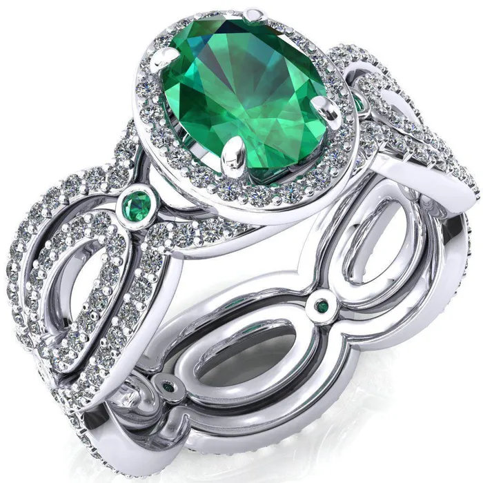 Fire Brilliance Rings Polaris Oval Emerald Diamond Halo Full Eternity Emerald Bezel Diamond Accent Ring Fire Brilliance Rings Polaris Oval Emerald Diamond Halo Full Eternity Emerald Bezel Diamond Accent Ring