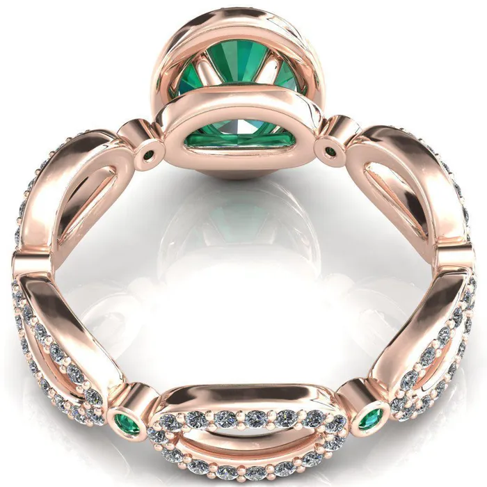 Fire Brilliance Rings Polaris Oval Emerald Diamond Halo Full Eternity Emerald Bezel Diamond Accent Ring
