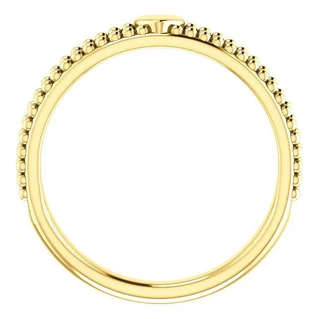 Fire Brilliance Rings Primrose Heart with Double Rows Beaded Band