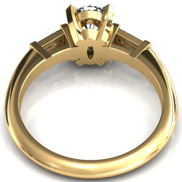 Fire Brilliance Rings Quinn Oval Center Stone 4 Prong Single Baguette Diamond Side Ring