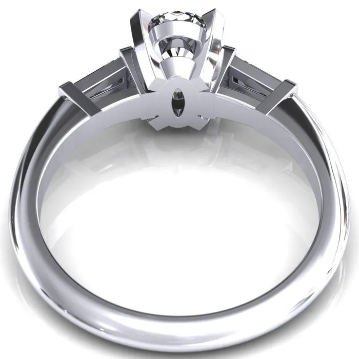 Fire Brilliance Rings Quinn Oval Center Stone 4 Prong Single Baguette Diamond Side Ring