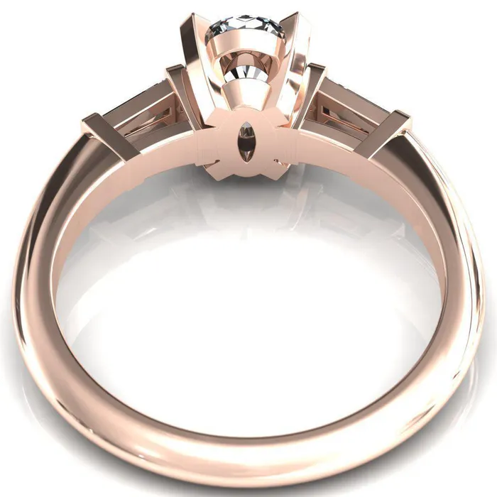 Fire Brilliance Rings Quinn Oval Center Stone 4 Prong Single Baguette Diamond Side Ring
