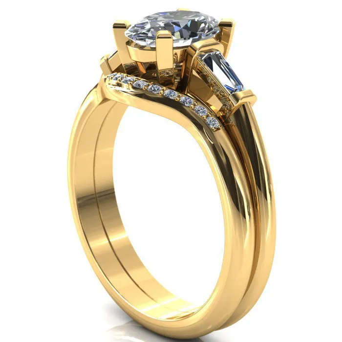 Fire Brilliance Rings Quinn Oval Center Stone 4 Prong Single Baguette Diamond Side Ring