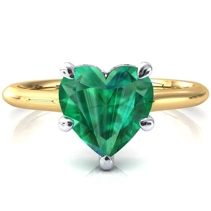 Fire Brilliance Rings Secret Heart Emerald 5 Prong Floating Halo Engagement Ring Fire Brilliance Rings Secret Heart Emerald 5 Prong Floating Halo Engagement Ring
