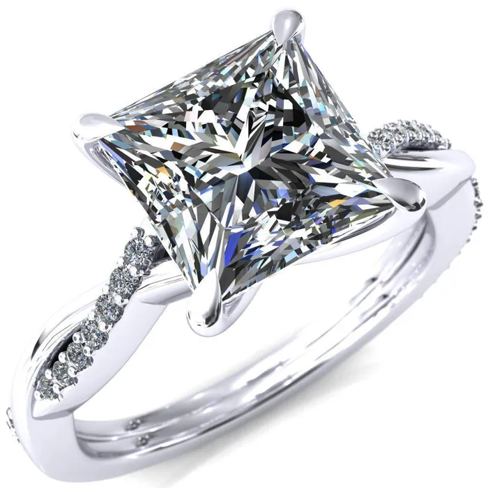 Fire Brilliance Rings Shana PrincessSquare Moissanite 4 Claw Prong 12 Infinity Diamond Accent Ring Engagement Ring Fire Brilliance Rings Shana PrincessSquare Moissanite 4 Claw Prong 12 Infinity Diamond Accent Ring Engagement Ring