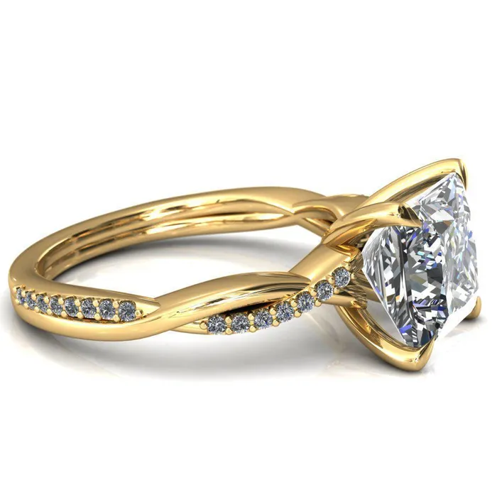 Fire Brilliance Rings Shana PrincessSquare Moissanite 4 Claw Prong 12 Infinity Diamond Accent Ring Engagement Ring