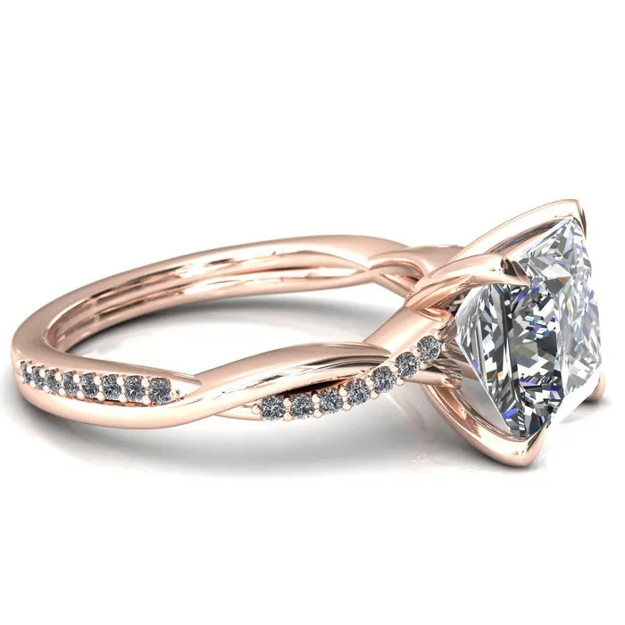 Fire Brilliance Rings Shana PrincessSquare Moissanite 4 Claw Prong 12 Infinity Diamond Accent Ring Engagement Ring
