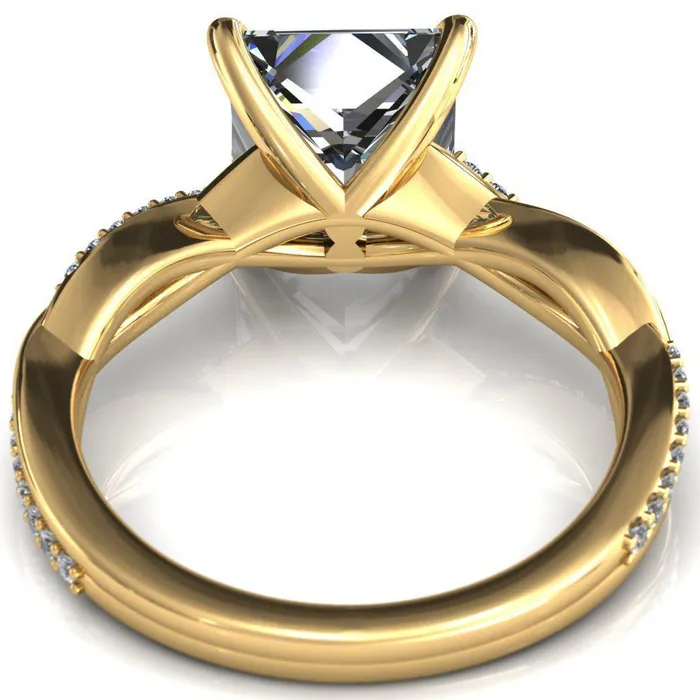 Fire Brilliance Rings Shana PrincessSquare Moissanite 4 Claw Prong 12 Infinity Diamond Accent Ring Engagement Ring