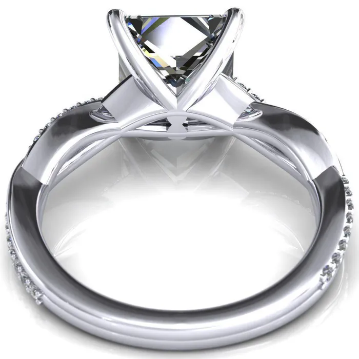 Fire Brilliance Rings Shana PrincessSquare Moissanite 4 Claw Prong 12 Infinity Diamond Accent Ring Engagement Ring