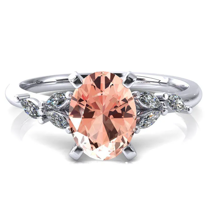 Fire Brilliance Rings Sigrid Oval Champagne Sapphire 4 Prong Marquise Diamond Side Ring Fire Brilliance Rings Sigrid Oval Champagne Sapphire 4 Prong Marquise Diamond Side Ring