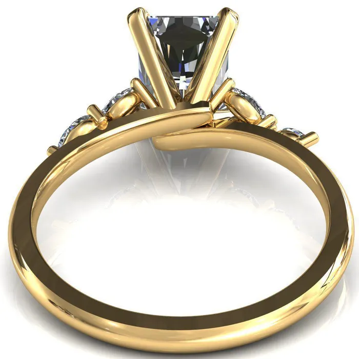 Fire Brilliance Rings Sigrid Radiant Moissanite 4 Prong Marquise Diamond Side Ring