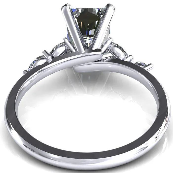 Fire Brilliance Rings Sigrid Radiant Moissanite 4 Prong Marquise Diamond Side Ring