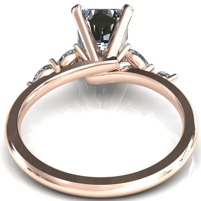 Fire Brilliance Rings Sigrid Radiant Moissanite 4 Prong Marquise Diamond Side Ring