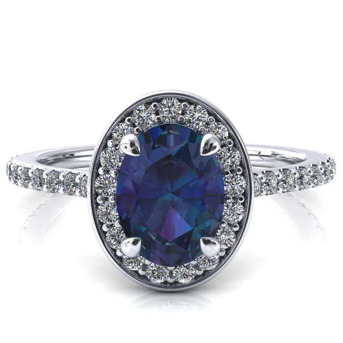 Fire Brilliance Rings Valma Oval Alexandrite Floating Diamond Halo and Sides Ring Fire Brilliance Rings Valma Oval Alexandrite Floating Diamond Halo and Sides Ring