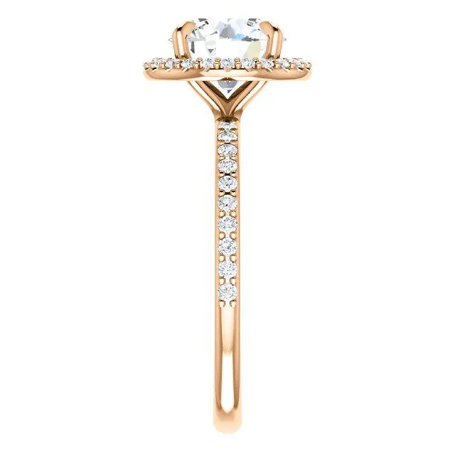 Fire Brilliance Round Center Stone Diamond Accent Ice Halo Ring Rings