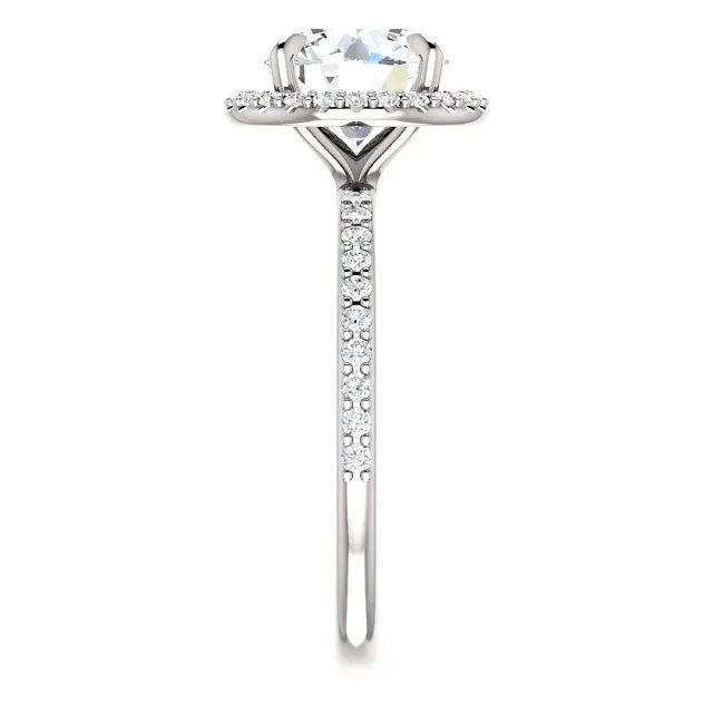 Fire Brilliance Round Center Stone Diamond Accent Ice Halo Ring Rings