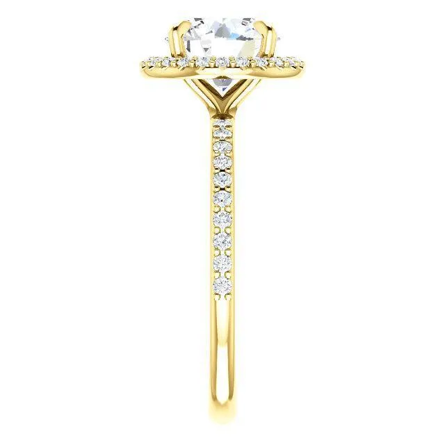 Fire Brilliance Round Center Stone Diamond Accent Ice Halo Ring Rings