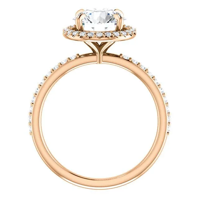 Fire Brilliance Round Center Stone Diamond Accent Ice Halo Ring Rings