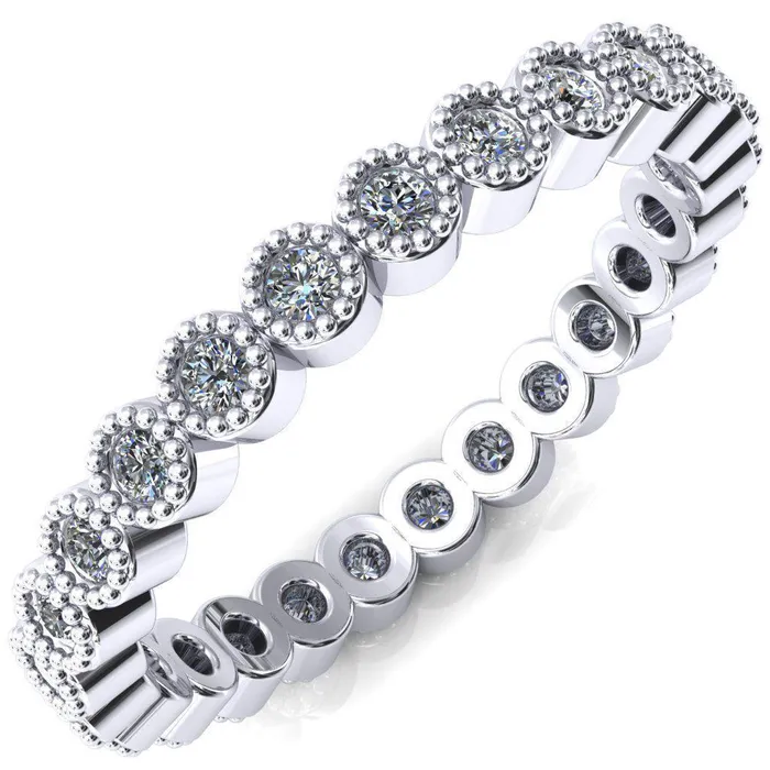 Fire Brilliance Zinnia Round Center Stone 6 Prong Milgrain Diamond Halo Cathedral Engagement Ring Rings