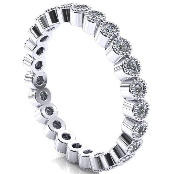 Fire Brilliance Zinnia Round Center Stone 6 Prong Milgrain Diamond Halo Cathedral Engagement Ring Rings
