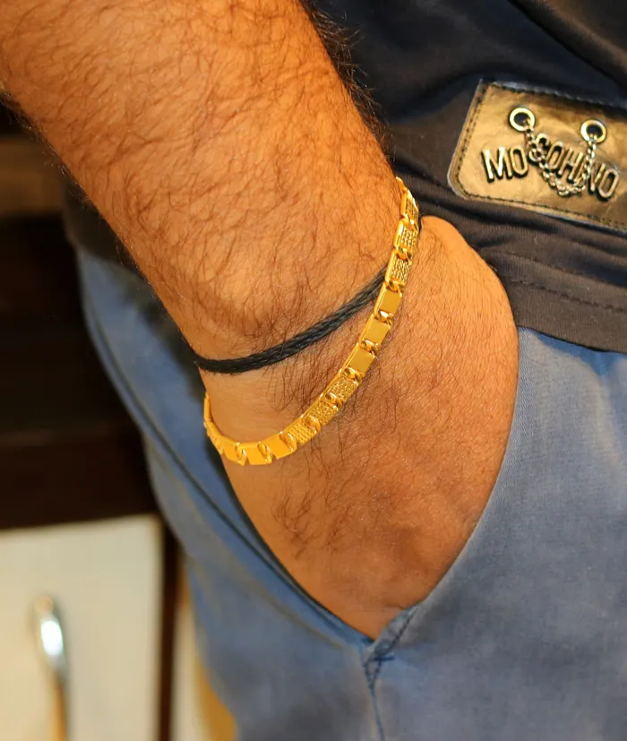 Genuine 22kt yellow gold handmade gold bar Royal Nawabi Chain Bracelet fabulous diamond cut design Best gifting mens jewelry Gbr43 TRIBAL ORNAMENTS Bracelets