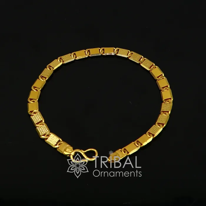 Genuine 22kt yellow gold handmade gold bar Royal Nawabi Chain Bracelet fabulous diamond cut design Best gifting mens jewelry Gbr43 TRIBAL ORNAMENTS Bracelets