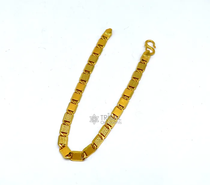 Genuine 22kt yellow gold handmade gold bar Royal Nawabi Chain Bracelet fabulous diamond cut design Best gifting mens jewelry Gbr43 TRIBAL ORNAMENTS Bracelets
