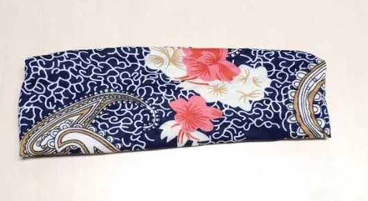 H82 Navy Blue Floral Wide Head Band POLLY Rings