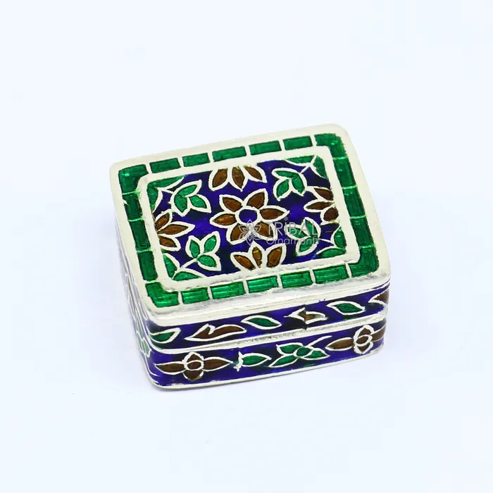 Handmade Enamel work 925 sterling silver trinket box casket box container Sindoor box vintage design enamel brides jewelry stb776 TRIBAL ORNAMENTS Rings Handmade Enamel work 925 sterling silver trinket box casket box container Sindoor box vintage design enamel brides jewelry stb776 TRIBAL ORNAMENTS Rings