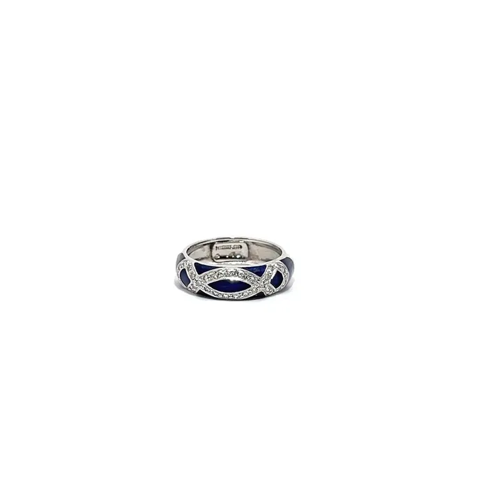 Hidalgo PreOwned Hidalgo Diamond Blue Enamel Band Rings